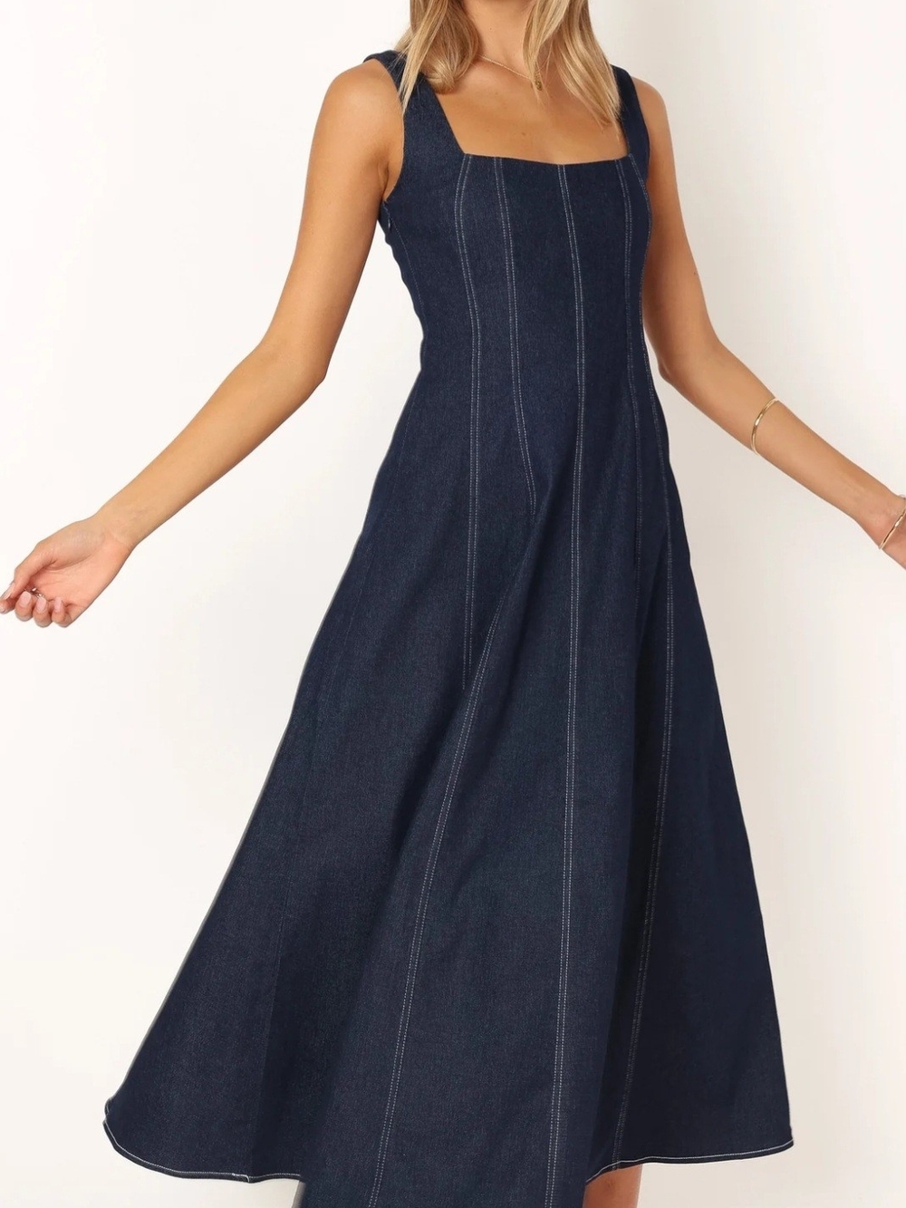 Petal & Pup Dark Callum Indigo Denim Maxi Dress